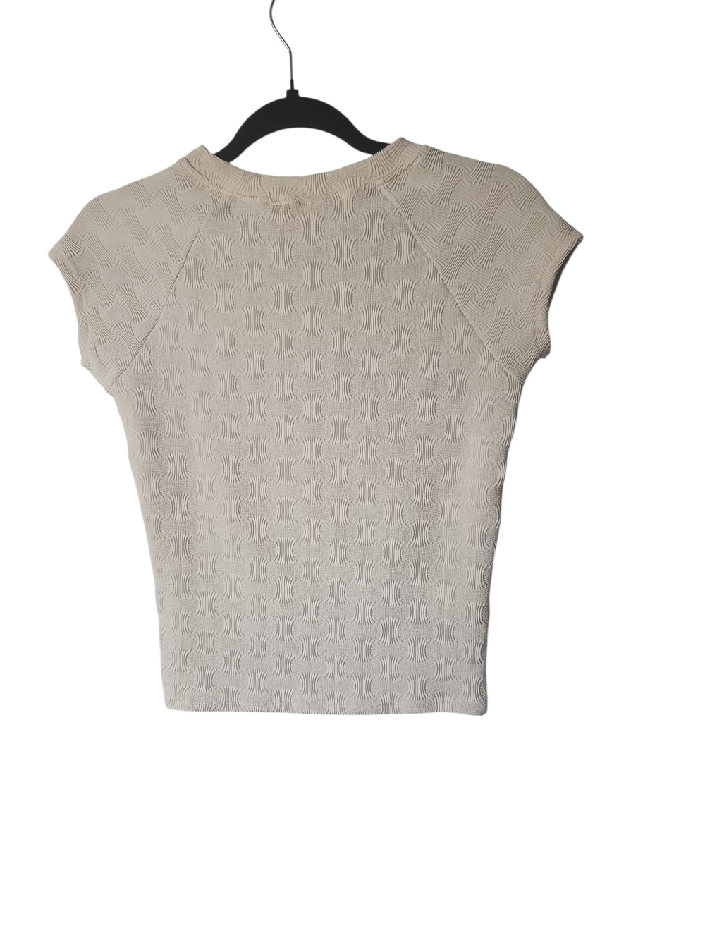 Anthropopogie "Blue Tassel" Cream Crew Neck Boho Y2K Textured Baby Tee Size XS